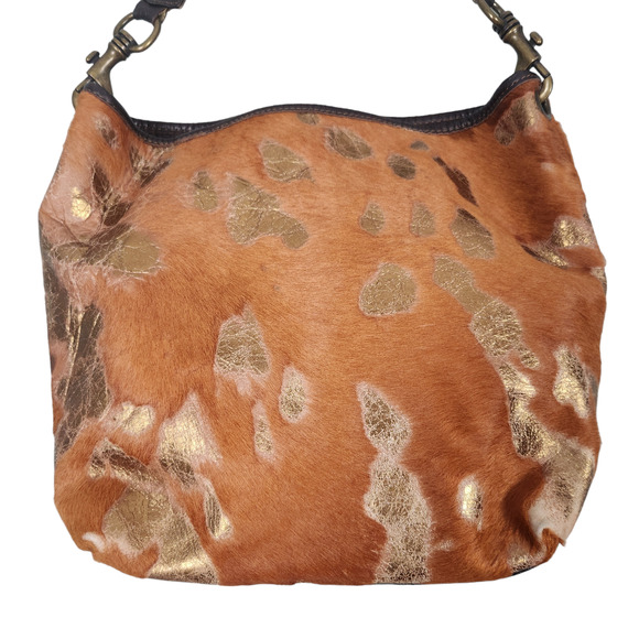 Maurizio Taiuti Vintage Cowhide Italian Purse Brown / Gold Slouchy Boho Country - Picture 7 of 13